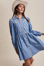 Load image into Gallery viewer, Embroidered Western Shirt Dress