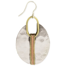 Load image into Gallery viewer, Mixed Metal Hammered Silver Oval Earring