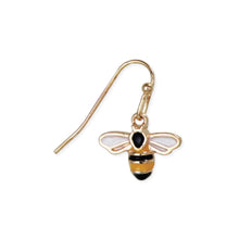 Load image into Gallery viewer, Bitsy Bee Gold Enamel Earrings