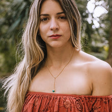 Load image into Gallery viewer, Faceted Turquoise Stone Y-Drop Necklace-18"