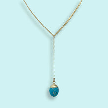 Load image into Gallery viewer, Faceted Turquoise Stone Y-Drop Necklace-18"