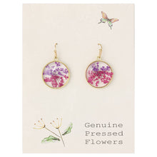 Load image into Gallery viewer, Pink Purple Round Dried Flower Earring