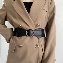 Load image into Gallery viewer, Black Elastic Round Gold Buckle Bellt