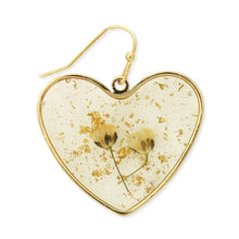 Load image into Gallery viewer, Queen Anne's Lace Dried Flower Heart Earrings