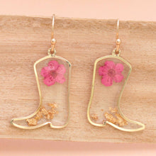 Load image into Gallery viewer, Botanical Boots Dried Flower Cowboy Boot Earrings