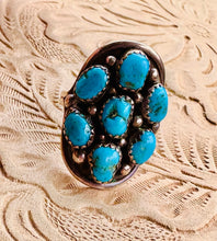 Load image into Gallery viewer, Vintage Turquoise Cluster Ring