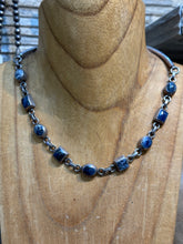 Load image into Gallery viewer, Vintage Lapis Necklace Mexican Silver