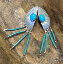 Load image into Gallery viewer, Vintage Turquoise with beaded dangle Earrings