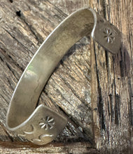 Load image into Gallery viewer, Vintage sterling silver hand stamped cuff