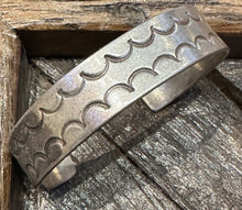 Load image into Gallery viewer, Vintage sterling silver hand stamped cuff