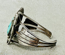 Load image into Gallery viewer, Vintage Silver Cuff w 2 Turquoise Stones
