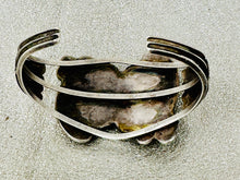 Load image into Gallery viewer, Vintage Silver Cuff w 2 Turquoise Stones