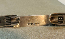 Load image into Gallery viewer, Fred Harvey Era Silver Cuff w Turquoise Stone, Repousse' and Stampwork
