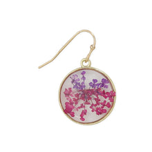 Load image into Gallery viewer, Pink Purple Round Dried Flower Earring