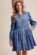 Load image into Gallery viewer, Embroidered Western Shirt Dress