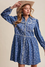 Load image into Gallery viewer, Embroidered Western Shirt Dress