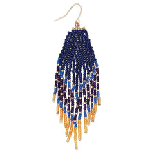 Load image into Gallery viewer, Blue Moods Beaded Fringe Earrings