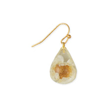 Load image into Gallery viewer, White Dried Flower Clear Teardrop Earrings