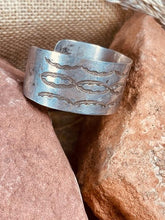 Load image into Gallery viewer, Old Pawn Native American Navajo Sterling Silver Hand Stamped Wide Cuff Bracelet