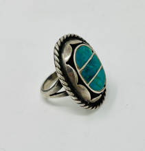 Load image into Gallery viewer, Vintage Zuni Ring with Turquoise Inlays