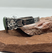 Load image into Gallery viewer, Fred Harvey Era Silver Cuff w Green Turquoise Stone