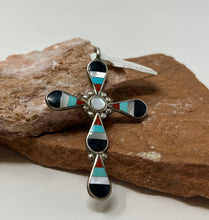 Load image into Gallery viewer, Zuni Cross Pendant w Inlays