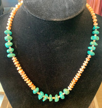 Load image into Gallery viewer, Spiny Oster and Turquoise Stones Necklace
