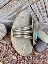 Load image into Gallery viewer, Navajo Turquoise and Coral Sterling Silver Cuff with a Bear Claw, 1970s
