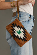 Load image into Gallery viewer, Brown, Black, Green &amp; White Western Wristlet

