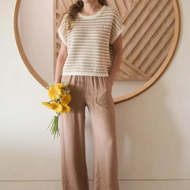 High Waist Drawstring Wide Leg Lounge Pants