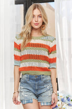 Load image into Gallery viewer, STRIPED 3/4 SLEEVES SWEATER TOP
