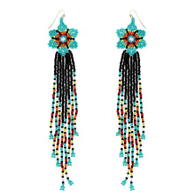 Load image into Gallery viewer, Western Aztec Flower Bead Fringe Earrings
