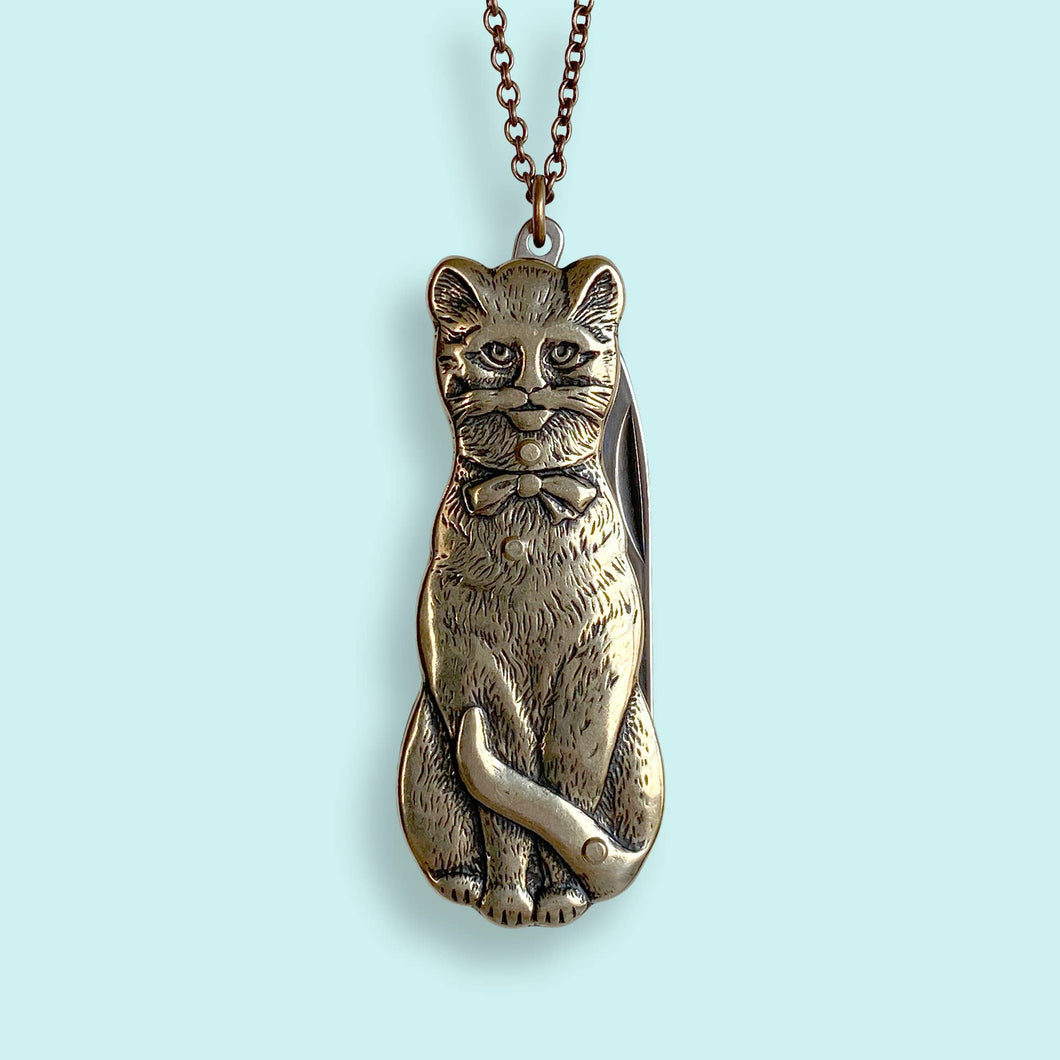 Cat Knife Necklace: 32 Inch
