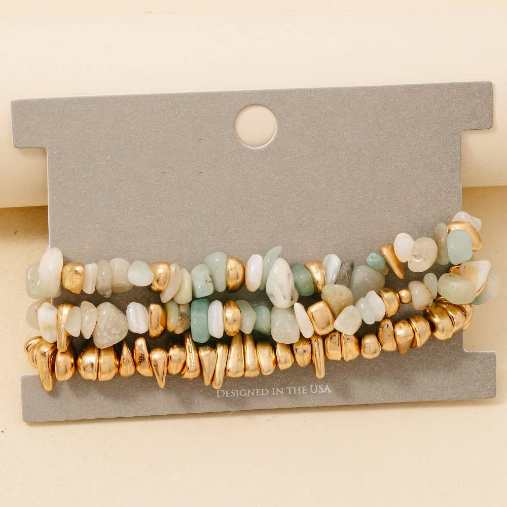 Semi Precious Stone Bead Bracelet Set