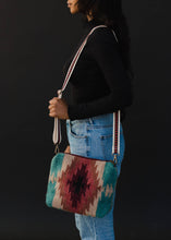 Load image into Gallery viewer, Teal, Burgundy &amp; Tan Aztec Crossbody
