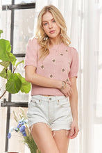 Load image into Gallery viewer, PEARL ACCENT FLORAL SWEATER TOP
