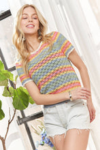 Load image into Gallery viewer, LIGHTWEIGHT STRIPE CROCHET TOP
