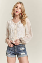 Load image into Gallery viewer, EMBROIDERED BUTTON DOWN WOVEN BLOUSE
