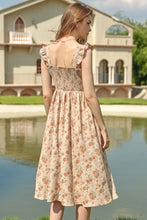 Load image into Gallery viewer, Floral Corduroy Dress with Bow and Ruffles
