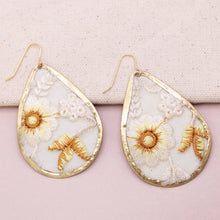 Load image into Gallery viewer, Ivory White Floral Embroidred Earrings
