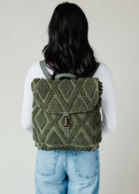 Load image into Gallery viewer, Forest Green Diamond Pattern Backpack
