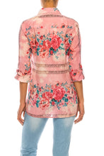 Load image into Gallery viewer, Floral Printed Shirt with Embroidery and Vintage Wash
