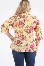 Load image into Gallery viewer, Plus Size Yellow Floral Button-Down Shirt
