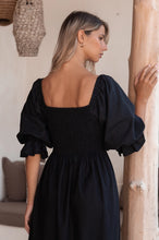 Load image into Gallery viewer, Almeria Smocked Midi Linen Dress

