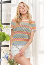 Load image into Gallery viewer, LIGHTWEIGHT STRIPE CROCHET TOP
