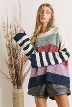 Load image into Gallery viewer, STRIPE PATTERN TEXTURED SWEATER
