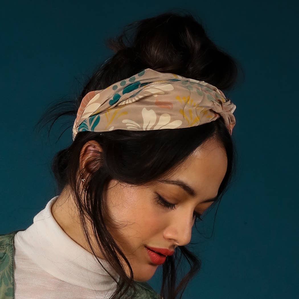 Folk Art Floral Elasticated Headband - Petal