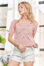 Load image into Gallery viewer, PEARL ACCENT FLORAL SWEATER TOP
