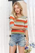 Load image into Gallery viewer, STRIPED 3/4 SLEEVES SWEATER TOP
