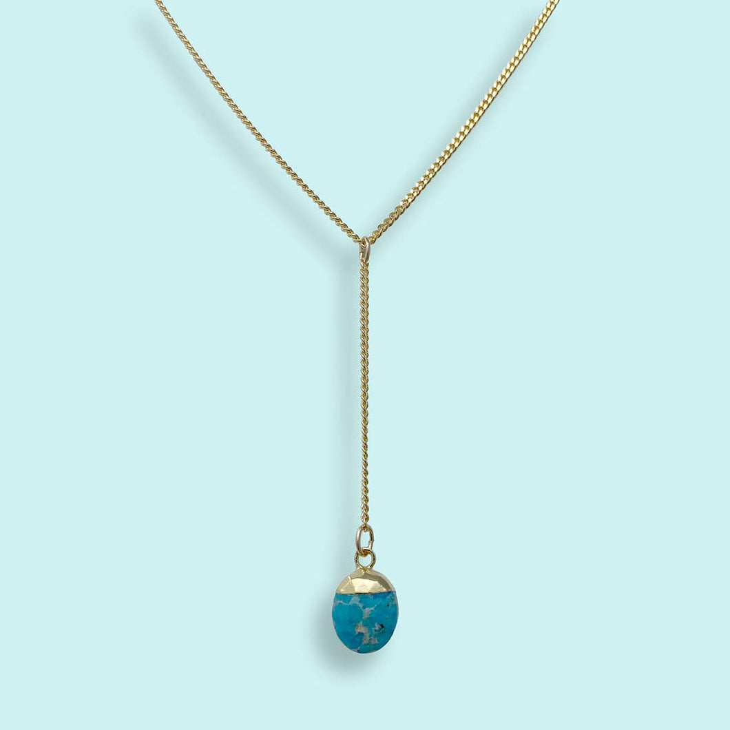 Turquoise Y-Drop Necklace